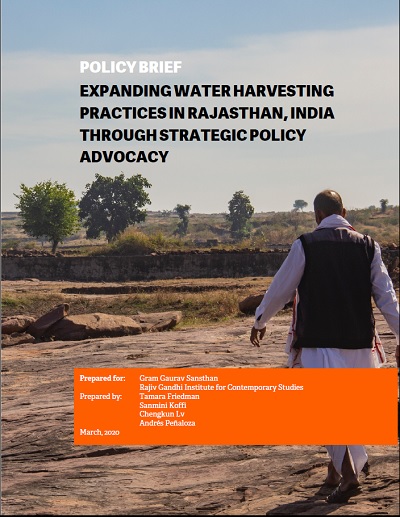 Policy Brief- Expanding water harvesting practices in Rajasthan, India through strategic policy advocacy